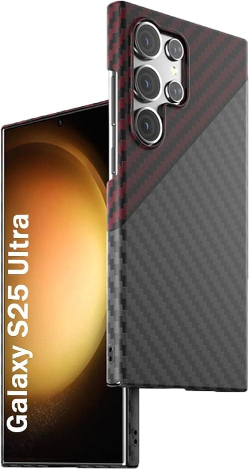 NEW Case for Samsung Galaxy S25 Ultra Case [Carbon Fiber Texture] Lightweight, Anti-Scratch [Wireless Charging Support] Slim Phone Cover for Galaxy S25 Ultra (Black Red, Galaxy S25 Ultra) on Amazon.ae - Price Tracker