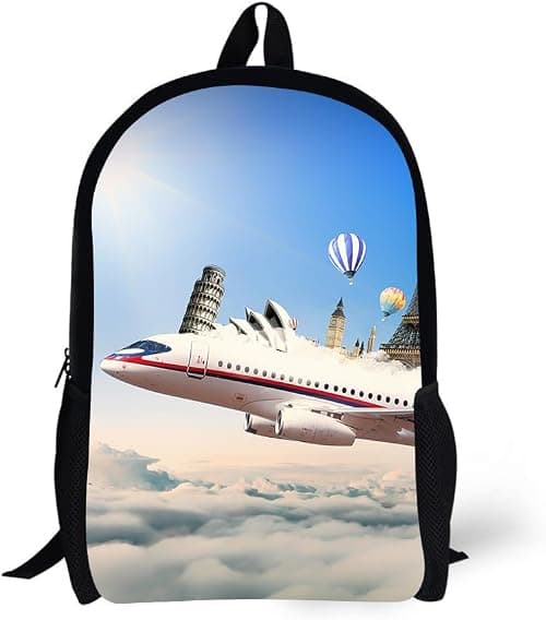 Plane Backpack 17 Inch Student Book Bag for Kids Boys Mens Aircraft Design على Amazon.ae - متتبع الأسعار