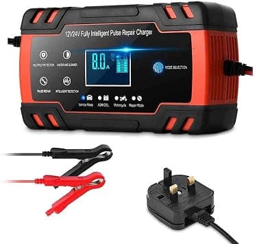 Automotive Car Battery Charger,12V 8A 24V 4A Car Battery Charger/Maintainer for Car,Motorcycle,Truck,Lawn Mower,Boat,RV,SUV,ATV and More (Red) على Amazon.ae - متتبع الأسعار