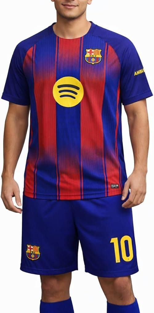 OVERS Barcelona Football Jersey Set for Kids, Youth & Men – Short Sleeve Soccer Shirt & Shorts, Breathable Sports Uniform for Match. على Amazon.ae - متتبع الأسعار