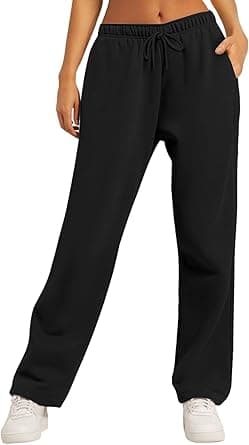 AUTOMET Women’s Fleece Lined Sweatpants, Wide Straight Leg Pants - Amazon.ae Price Tracker