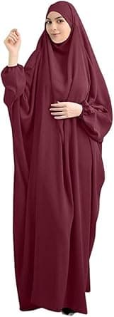 Muslimisches Einfarbig Damen Lose einteiliges Gebetskleid Full Cover Hooded Islamic Abaya Kaftan mit Hijab konservative Kleidung Gebetskleid den Ramadan fr Ethnische, Abend, Party - متتبع أسعار Amazon.sa