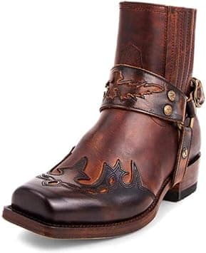 Men's Casual Low Boots Western Leather Cowboy Shoes Size UK 6-12 Square Heel Comfortable, Beautiful, Trendy Suitable for Many Occasions,Reddish brown,41 on Amazon.ae - Price Tracker