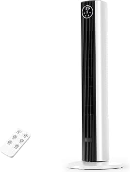 Antarctic Star Tower Fan Portable Floor Fans 85°Oscillating Fan Quiet Cooling 12H Timer Remote Control Standing Bladeless Electric 3 Wind Speeds 4 Modes Bedroom Office,36 inch, Black+White on Amazon.ae - Price Tracker