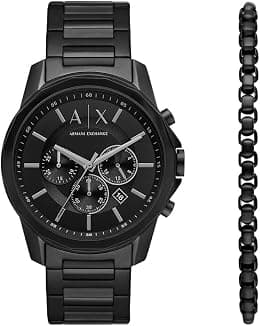 ARMANI EXCHANGE AX7153SET Quartz Chronograph Wrist Watch for Men, 44 mm Case Diameter, Black - Best Deal Finder