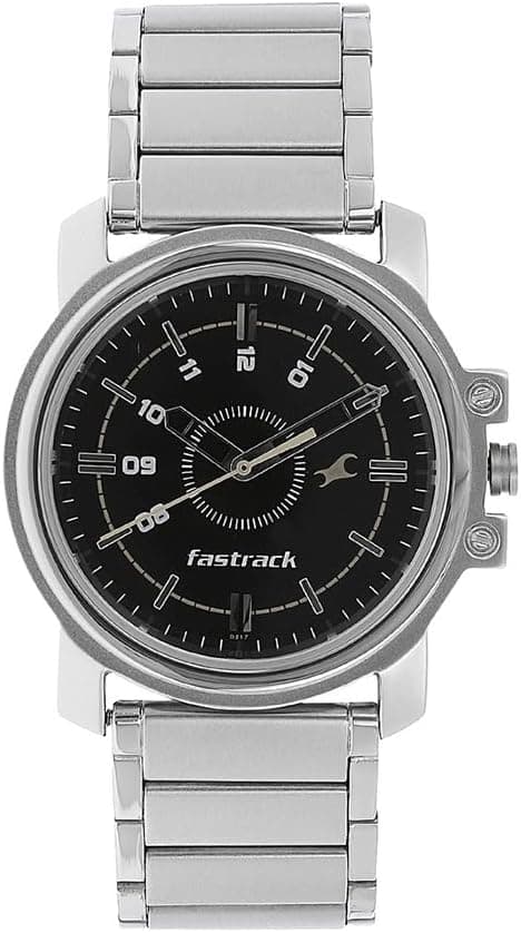 Fastrack Men's Casual Wrist Watch with Analog Function, Quartz Mineral Glass, Water Resistant with Silver Metal Strap/Leather Strap على Amazon.ae - متتبع الأسعار