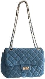 Y2k Purse Women's Small Shoulder Bag, Quilted Crossbody, Denim Wallet, Tote Bag with Chain Shoulder Strap - Best Deal Finder