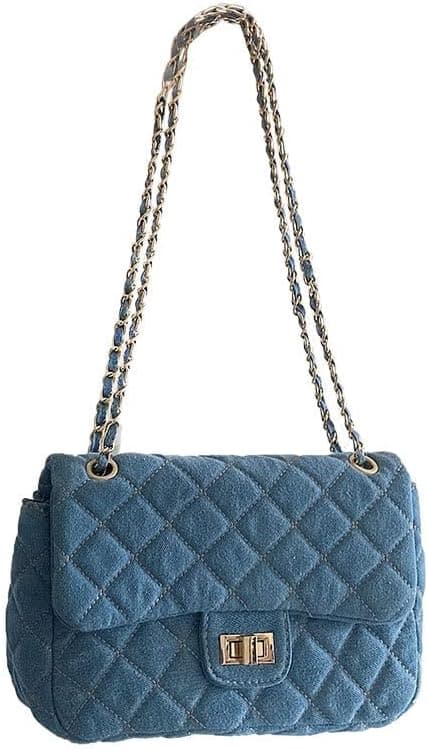 Y2k Purse Women's Small Shoulder Bag, Quilted Crossbody, Denim Wallet, Tote Bag with Chain Shoulder Strap on Amazon.ae - Price Tracker