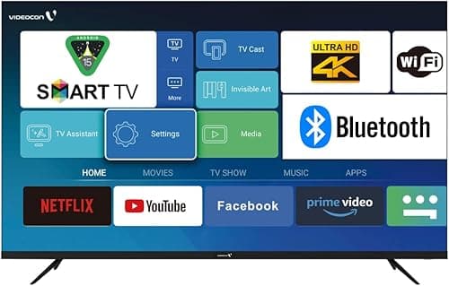 Videocon 65 Inch Edgeless 4K UHD Android 15 Smart TV | Voice Remote | Bluetooth | Multiple HDMI & USB Ports | Free Wall Mount – Model E65EL1100 on Amazon.ae - Price Tracker