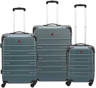 Wenger Amplar 3-Piece Hardside Check-In Luggage Trolley Set, Non-Expandable Travel Suitcases with Spinner Wheels and Telescopic Handle, Durable Lightweight Design, Sizes 53cm, 65cm & 75cm, Deep Lake على Amazon.ae - متتبع الأسعار