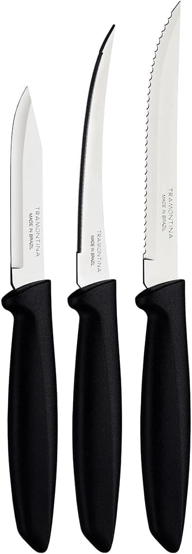 Tramontina Plenus 3 Pieces Knife Set with Stainless Steel Blade and Black Polypropylene Handle on Amazon.ae - Price Tracker