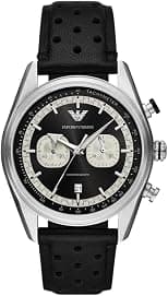 Emporio Armani AR11635 Men's Black Leather 42mm Watch, hanger - Best Deal Finder
