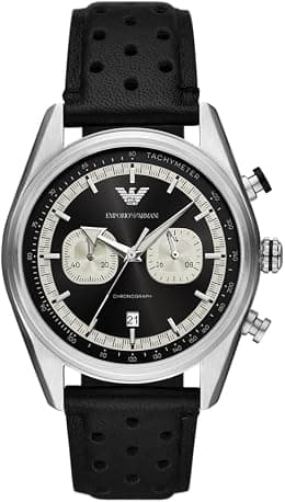 Emporio Armani AR11635 Men's Black Leather 42mm Watch, hanger - Best Deal Finder