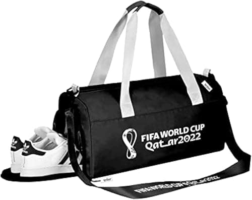 FIFA World Cup Qatar 2022 Unisex Sports Duffle Bag with Shoe Holder - Black 46x25x24cm على Amazon.ae - متتبع الأسعار