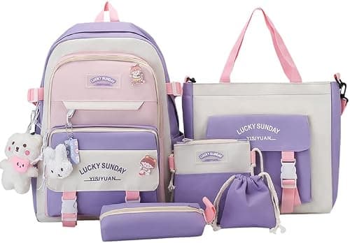 AUTOYSUR Kids School bag for Girls 5pcs Large Capacity Student Backpack | Resistant Nylon on Amazon.ae - Price Tracker