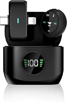 Wireless Lavalier Microphone for iPhone/Android, TNW A36 Mini Mic with Noise Cancellation, 2in1 Clip&Magnetic Lapel Mic for Video Recording, Podcast, Streaming, Vlogging- 1Mic&1Receiver (Black) on Amazon.ae - Price Tracker