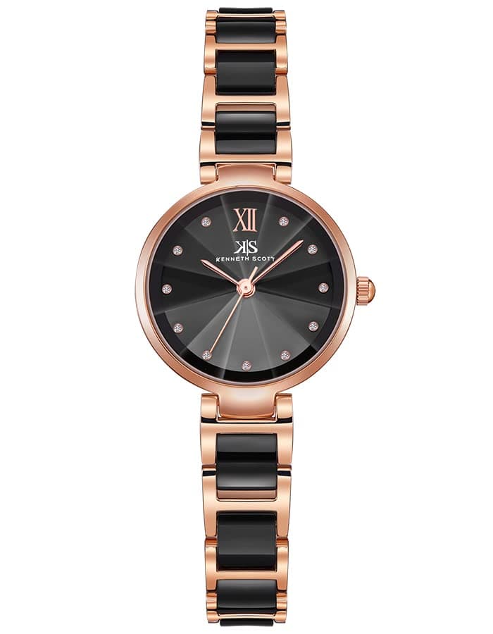 Kenneth Scott Women's Quartz Movement Watch, Analog Display and Alloy+Ceramic Strap - K22531-KCBB, Black+Rosegold on Amazon.ae - Price Tracker