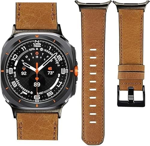 Leather Bands Compatible with Samsung Galaxy Watch Ultra 47mm Band, Top Grain Genuine Leather Replacement Strap for Men Women on Amazon.ae - Price Tracker