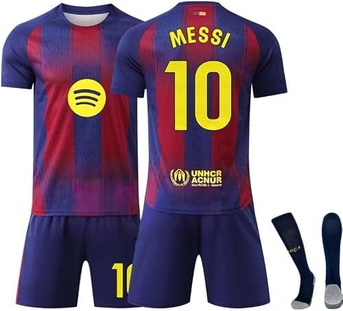 2025/26 Home BAR Football Jersey Kit– MESSI #10 Signature Edition–Soccer Uniform Set with Shorts,Socks & Knee Pads–Athletic Training Gift for Men,Youth & Boys(16–3XL) على Amazon.ae - متتبع الأسعار
