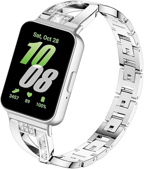 Compatible for Samsung Galaxy Fit 3 Band, Women [No Gap] Metal Replacement Chain Bling Rhinestone Galaxy Fit3 Strap Watch Band Wristband for Samsung Galaxy Fit 3 SM-R390 Smartwatch on Amazon.ae - Price Tracker
