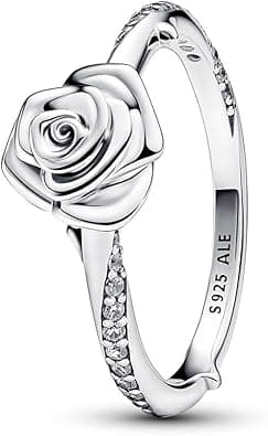 Pandora Moments Rose sterling silver ring with clear cubic zirconia on Amazon.ae - Price Tracker