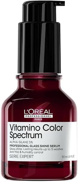 L'Oréal Professionnel Hair Serum for Ultra Strong Shine for All Hair Types and Instant Glass Shine, with 5% Alpha Silane, Vegan, Serie Expert, Vitamino Colour Spectrum Glass Shine Serum, 50ml - Best Deal Finder