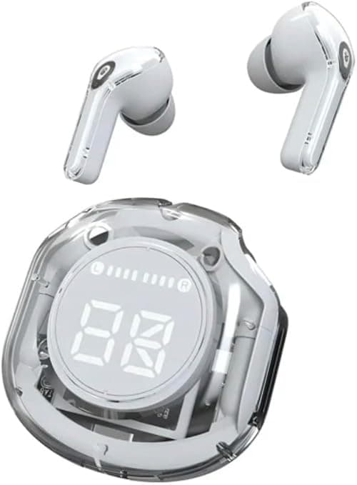 Wireless Earbuds with Transparent Charging Case, LED Battery Display, Grey على Amazon.ae - متتبع الأسعار