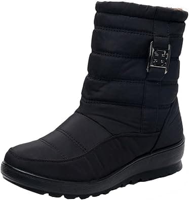 Mid Calf Boots For Women Snow Boots For Women Waterproof With Warm Fur Lining Womens Winter Non-slip Booties Comfortable Waterproof Ski Boots Insulated Booties Cotton Shoes على Amazon.ae - متتبع الأسعار