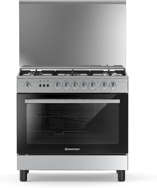 Westpoint Freestanding 90X60Cm Gas Cooker with 5 Burners with Autoignition & Full Safety, Grill & Turnspit Function, Double Glass Door on Oven, Cast Iron Pan Support, Wok Burner, WCE-960DTS on Amazon.ae - Price Tracker