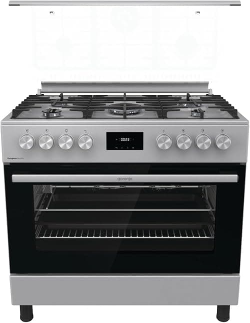 Gorenje 90 cm Freestanding Combination Cooker GK9C40X – 5-Burner Hob with Triple Ring Burner, 105L Oven, Catalytic Self-Cleaning, and Cast Iron Pan Supports | على Amazon.ae - متتبع الأسعار