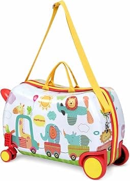 Innovative Children Ride-On Suitcase Pattern B Waterproof PC Hard Shell Luggage 47x31x23.5cm with 4 Wheels, Fun Travel Stroller Trolley Box Toy for Growing Kids UAE Family Flight Vacation على أمازون - دليلك لأفضل العروض