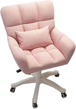 ALMEKAQUZ Flannel Home Office Chair, 360°Swivel Vanity Chair with Lumbar Pillow, Height Adjustable Computer Task Chair for Women (Pink) on Amazon.ae - Price Tracker