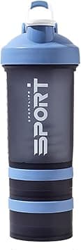 450ML Protein Shaker Bottle with 3 Part Twist Off Storage, Gym Protein Shaker Cups 15Oz,BPA Free, Leak Proof,NON-SLIP, Portable Sport Plastic Water Bottle,Blue on Amazon.ae - Price Tracker