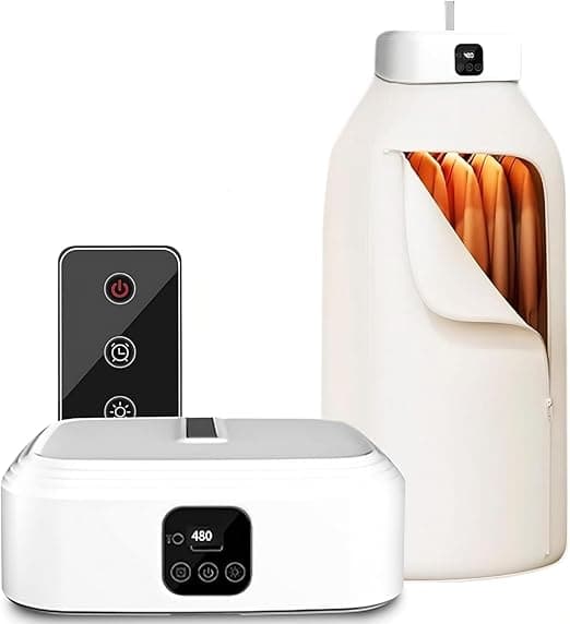 Portable Clothes Dryer with Timer/Remote, Foldable Electric Drying Machine with Dryer Bag, 20Min-2H Quick-Dry &amp; Sterilizing for Apartment, RV, Travel, Baby Clothes on Amazon.ae - Price Tracker