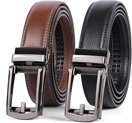 2 Pack Men's Leather Ratchet Dress Belt, Ratchet Buckle, Fits 60-120cm, Perfect for Formal Wear & Oxfords on Amazon.ae - Price Tracker