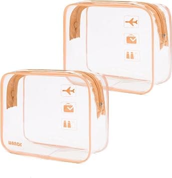 TSA Approved Clear Travel Toiletry Bag wih Zippers Carry-on Travel Accessories Quart Size Toiletries Cosmetic Pouch Makeup Bags for Men and Women (2pcs Lotus Pink) on Amazon - Best Deal Finder