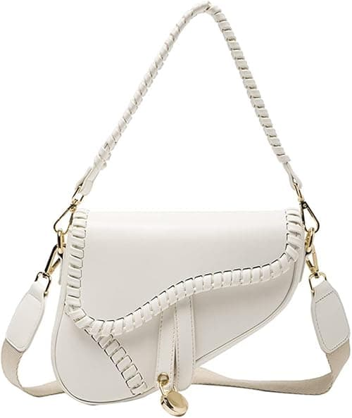 PURFANREE Women Trendy Saddle Shoulder Bag Clutch Purse Underarm Handbag Satchel HandBag Crossbody Bag, White, One size on Amazon.ae - Price Tracker