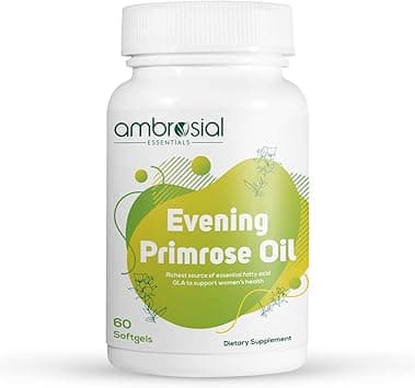 Ambrosial Evening Primrose Oil 1000mg (EPO) | Cold Pressed Evening Primrose Oil Capsules | Rich Source of Omega 6 Fatty Acids & GLA | High Strength Evening Primrose Capsules (Pack of 1-60 Softgels) on Amazon.ae - Price Tracker