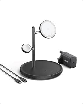 Anker 3-in-1 Wireless Charging Station, MagSafe Charger Compatible, Qi2 Certified 15W Wireless Stand, For iPhone 17/16 Series, AirPods Pro, Apple Watch Ultra (USB C Charger and Cable Included) on Amazon.ae - Price Tracker