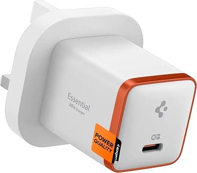 Spigen GaN 30W USB C Fast Wall Charger PD 3.0 QC 3.0 PPS ArcStation Essential Adapter Plug for iPhone 17 16 15 14 13 12 Pro Max Mini Macbook Air iPad Pro Pixel 10 Samsung Galaxy S26 Ultra Plus - White on Amazon.ae - Price Tracker