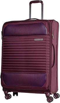 American Tourister Fornax Suitcase, Check-In Size 77 cm / 28 inch, 4 Spinner Wheels, Soft Top, Polyester, Raisin Red|TSA Lock|Front Storage Compartment|Expandable - 3 Years International Warranty on Amazon.ae - Price Tracker