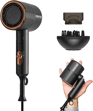 2000W Foldable Mini Travel Hair Dryer, Hair Blow Dryer with Diffuser, Ionic Hair Dryer, Bow Dryer for Curly Hair Fast Drying For Home Salon Travel (Black) on Amazon.ae - Price Tracker