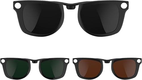 HiBloks 3Pcs Polarized Clip-on Compatible with Ray-Ban Meta Wayfarer & Gen 2 (RW4008/RW4012 Large), Discoloration Clip for Rayban Meta Gen 2 Accessories (Dark Green, Black, Brown) على Amazon.ae - متتبع الأسعار