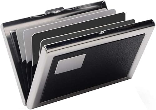 EASTNIGHTS RFID Credit Card Holder Metal Wallet Stainless Steel and Pu Leather Credit Card Protector Case for Men or Women (black) on Amazon.ae - Price Tracker