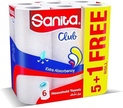 Sanita Club Household Towels - 5+1 Rolls, White - Amazon.ae Price Tracker