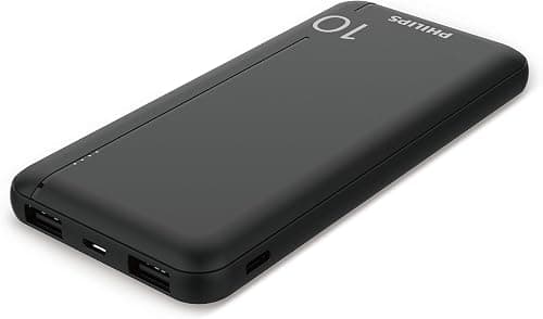 Philips DLP1812PB 10000mAh 20W Power Bank with PD & QC3.0, USB-A & Type-C Ports, Compatible with iPhone 16/15 Series, Galaxy S25/S24/S23 Ultra, Type-C Cable Included (Black) على Amazon.ae - متتبع الأسعار