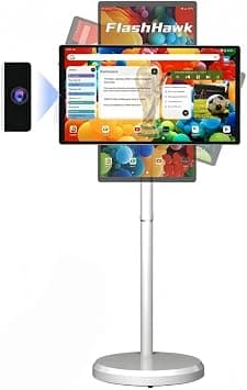 21.5 Inch Portable TV شاشه متنقله Floor Screen with Adjustable Stand - LCD Monitor Smart Touch Display Screen, Built-in Battery (White, D01: 21.5 inch/Build-in Camera/6G+128G Storage) - متتبع أسعار Amazon.sa