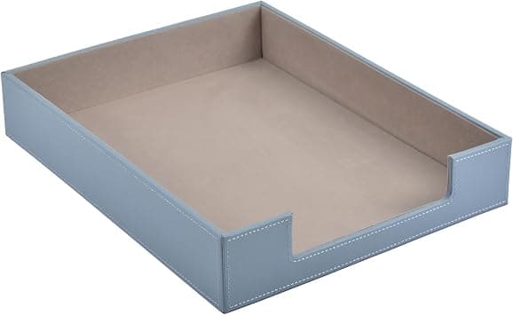 Leather Letter Tray,Stackable File Document Tray,Desk Organizer for Office Supplies,A4 Paper Case Rack,Desktop Organization,Pen Mail Magazine Storage Box (Grey) on Amazon.ae - Price Tracker