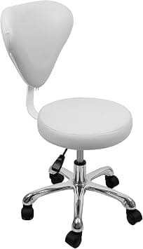 Swivel Stools with Wheels Height Adjustable Rolling Spa Stool with Backrest - White على Amazon.ae - متتبع الأسعار