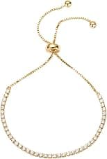 PAVOI 14K Gold Plated Cubic Zirconia Classic Tennis Bracelet for Women | Adjustable Slider - Best Deal Finder